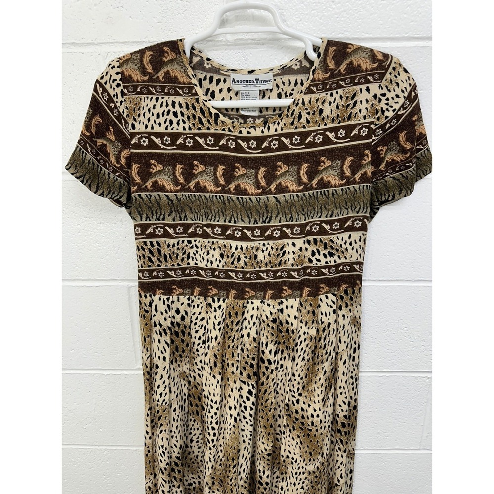 Another‎ Thyme Dress Brown Animal Print Border Maxi / Women's 12 P